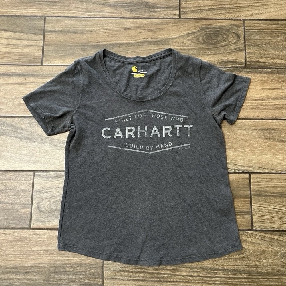 Carhartt Womens Medium Gray Relaxed Fit Graphic Logo T Shirt Workwear